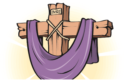 Cross with a purple cloth